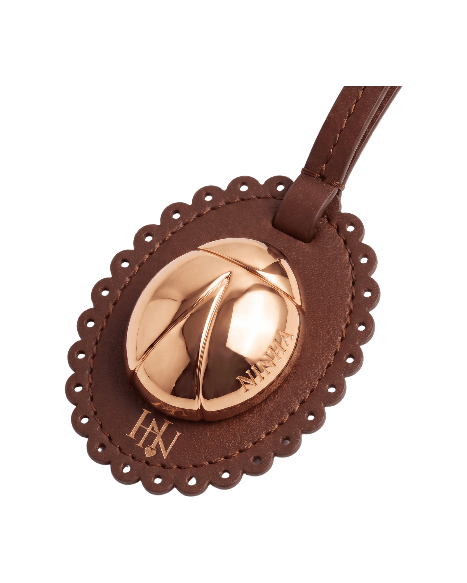 Ladybird Bauble on a scalloped truffle leather tag